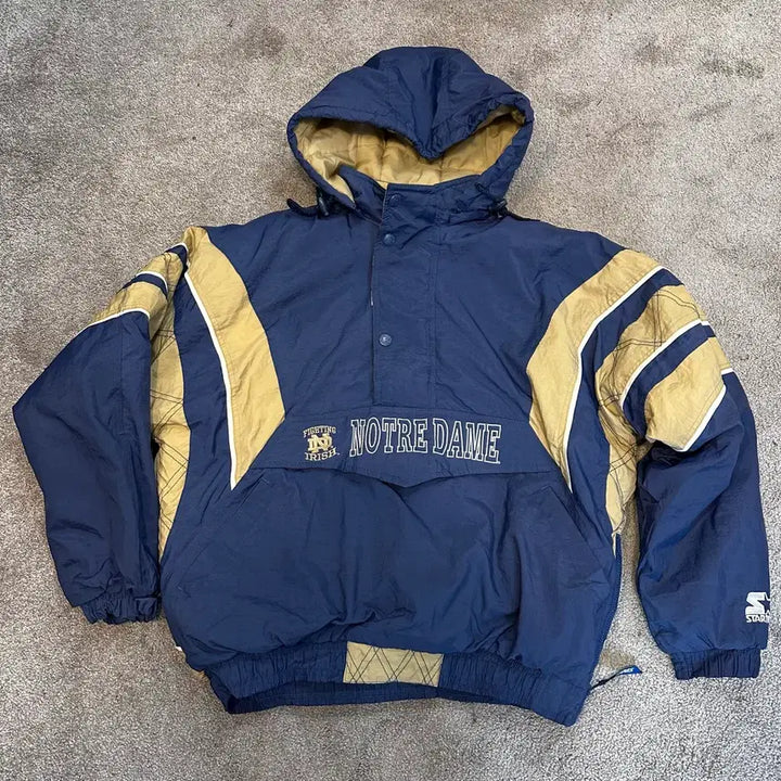 [BUNJANG] Starter Notre Dame Irish 90s Hooded Anorak Jacket L / 스타터 90s 노트르담 아이리쉬 후드 아노락 점퍼L