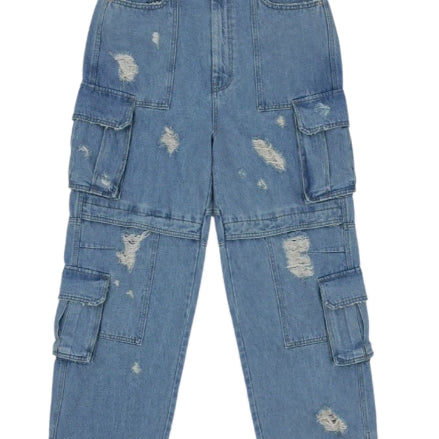 [BUNJANG] Juun.J 46 Damage Denim Multi Cargo Pants / [46] 준지 데미지 데님 멀티 카고 판매합니다.