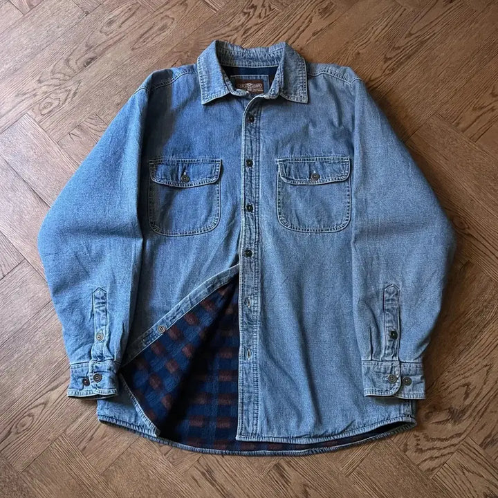 [BUNJANG] Levi's Checkered Fleece Lined Denim Shirt / [M]리바이스 체크 플리스 라이닝 데님 셔츠
