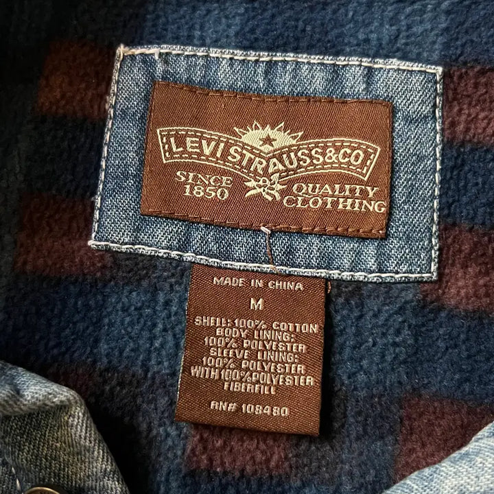 [BUNJANG] Levi's Checkered Fleece Lined Denim Shirt / [M]리바이스 체크 플리스 라이닝 데님 셔츠
