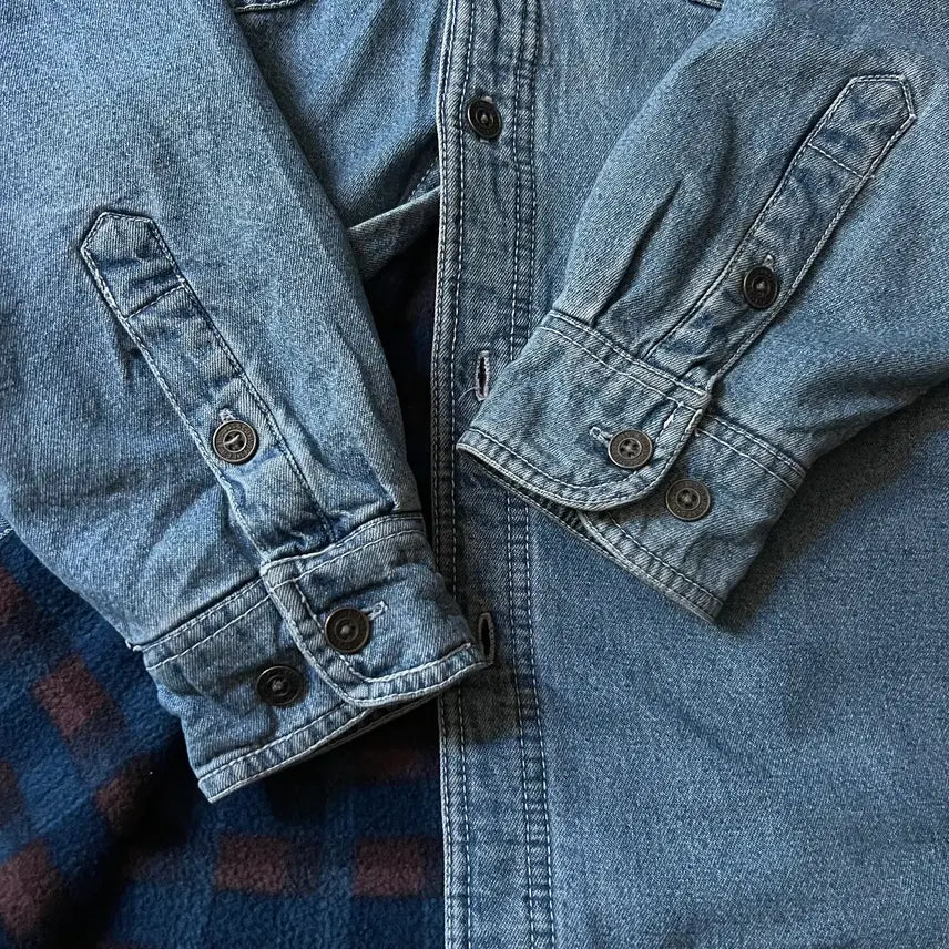 [BUNJANG] Levi's Checkered Fleece Lined Denim Shirt / [M]리바이스 체크 플리스 라이닝 데님 셔츠