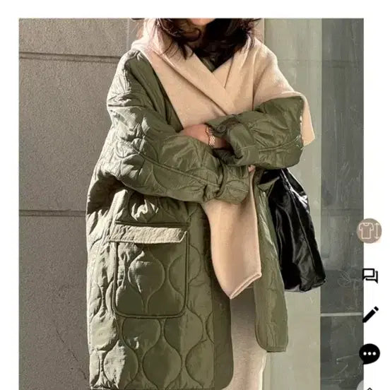 [BUNJANG] Holicholic Quilted Jacket - Khaki / 홀릭홀릭 퀼팅점퍼 카키