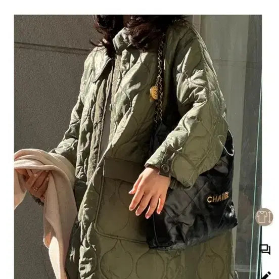 [BUNJANG] Holicholic Quilted Jacket - Khaki / 홀릭홀릭 퀼팅점퍼 카키