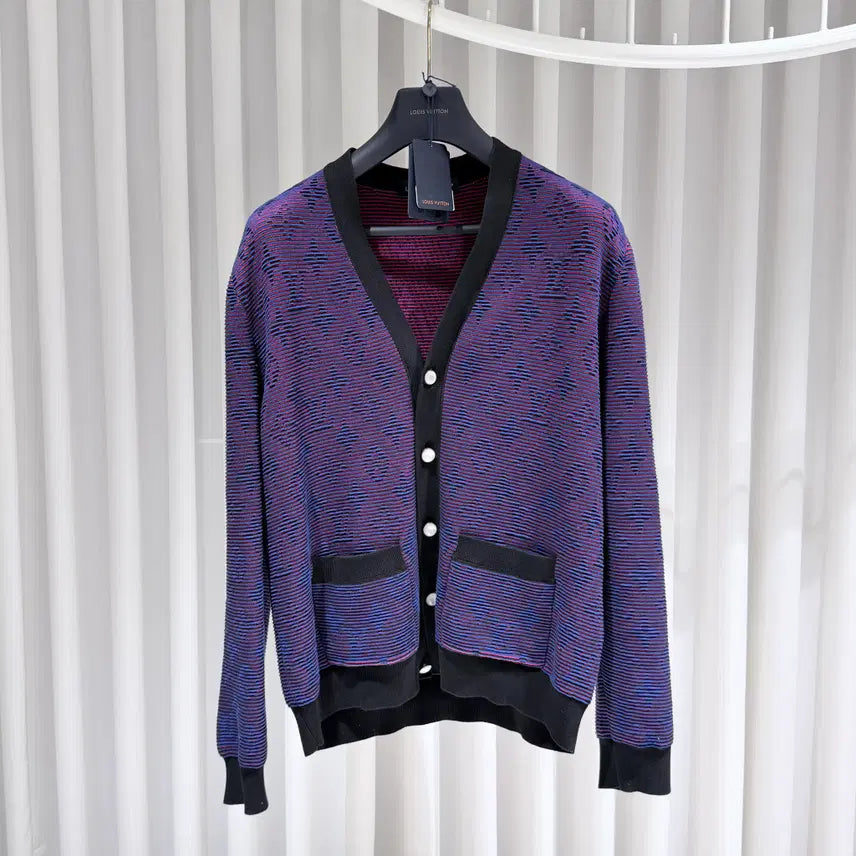 [BUNJANG] Louis Vuitton Optical Monogram Jacquard Cardigan / ( S+ / XL ) 루이비통 옵티컬 모노그램 자카드 가디건