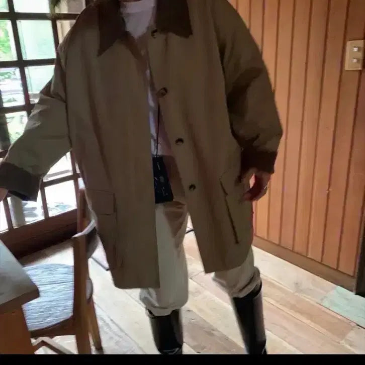 [BUNJANG] Self Service Pocket Trench Work Jacket - Beige / 셀프서비스 포켓 트렌치 워크자켓 베이지