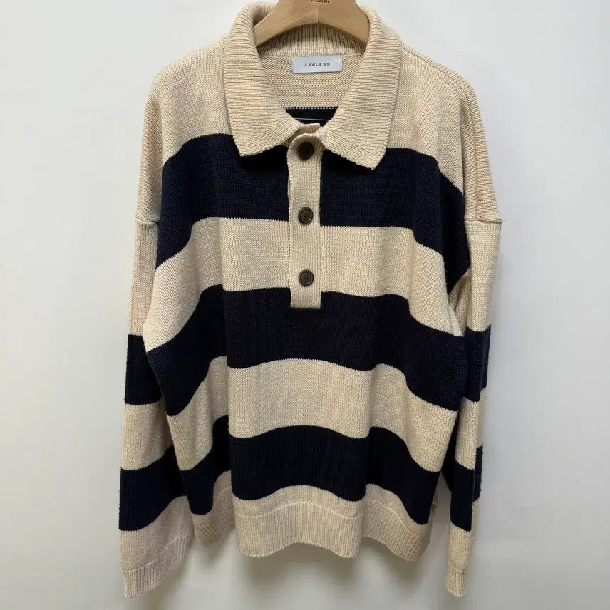 [BUNJANG] LAW LESS Stripe Wool Knit Sweater / (124) LAW LESS 스트라이프 PK 울 니트