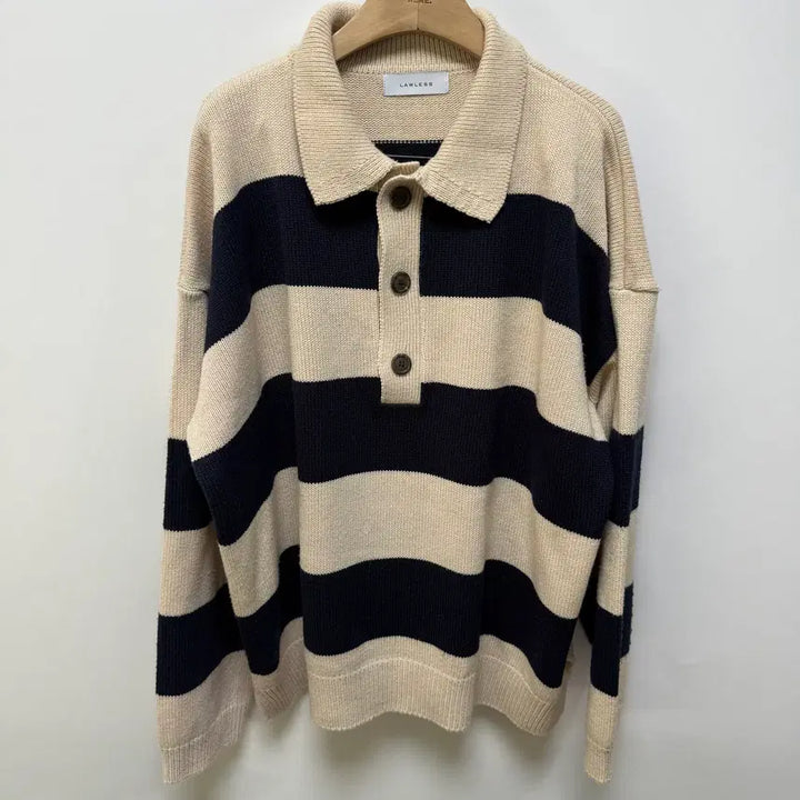 [BUNJANG] LAW LESS Stripe Wool Knit Sweater / (124) LAW LESS 스트라이프 PK 울 니트