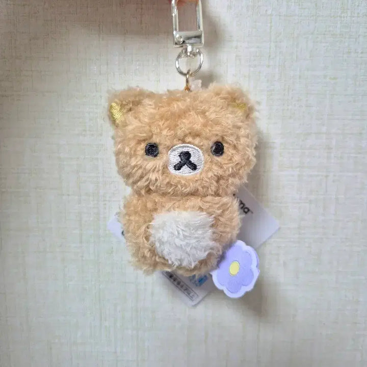 [BUNJANG] San-X Rilakkuma Basic Flower Series Pouch Doll Keyring / 산엑스 리락쿠마 베이직 플라워 시리즈 뽀글이 인형 캐릭터 키링 테노리
