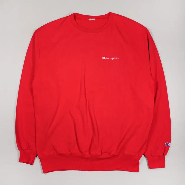 [BUNJANG] Champion Small Logo Red Sweatshirt / 챔피온 스몰로고 레드 맨투맨 스웻셔츠 L사이즈