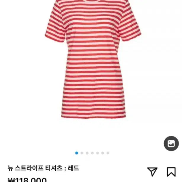 [BUNJANG] Buruhaha Red White Striped Short Sleeve T-shirt / 부루하하 레드 화이트 스트라이프 반팔 티셔츠