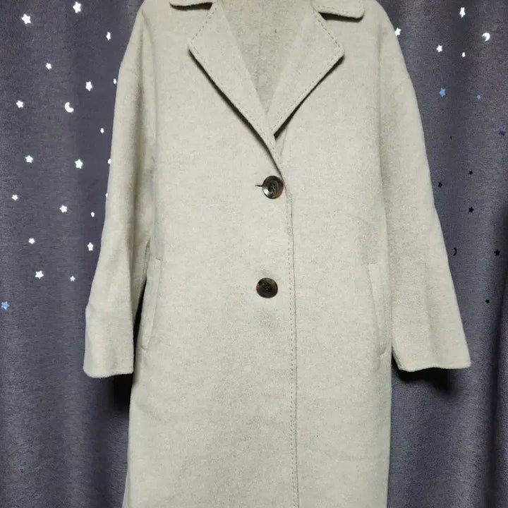 [BUNJANG] Cashmere Color Block Long Handmade Coat (Khaki Beige) - Size 77 / 울 캐시미어 배색 롱 핸드메이드코트 카키 베이지-77