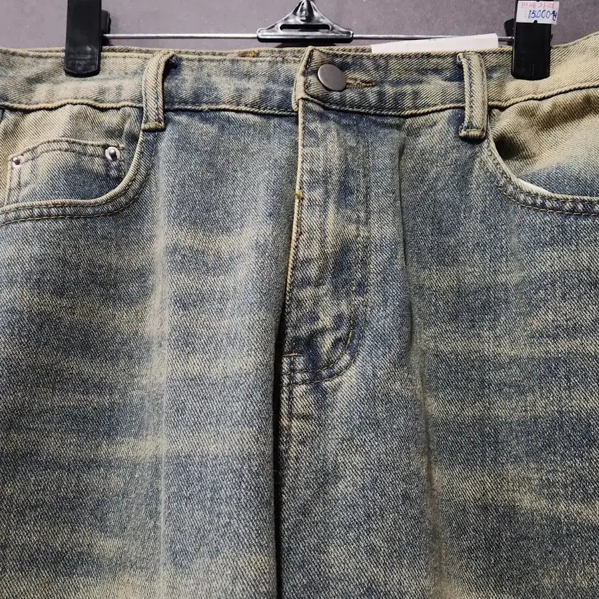 [BUNJANG] Washed Denim Wide Pants 2XL / 워싱 데님 와이드 팬츠 새상품 빅사이즈바지