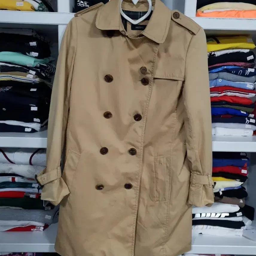 [BUNJANG] Hazzys Beige Trench Coat / 헤지스 85  베이지 트렌치 코트