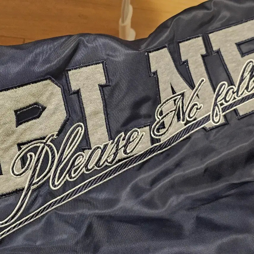 [BUNJANG] Please No Follow Varsity Jacket Navy / 플리즈노팔로우 바시티 자켓 네이비