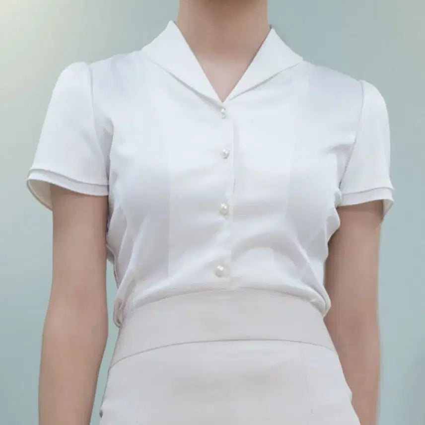 [BUNJANG] Fly Crew V-Neck Blouse / 항공과/승무원 블라우스 브이넥 싸게 팝니당