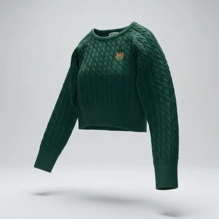 [BUNJANG] Comma Basic Cable Knit Crop Sweater / 여성F/ 콤마베이직 케이블 크롭니트