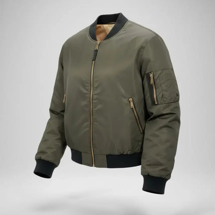 [BUNJANG] ZARA Basic Khaki Bomber Jacket / 여성L/ 자라베이직 카키 항공점퍼