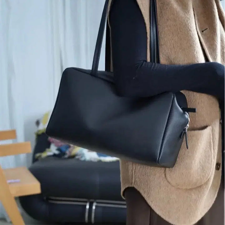 [BUNJANG] Astra Lambskin Leather Tote Bag - Black / 새상품 고급 여성가방 Astra 양가죽 토트백 블랙