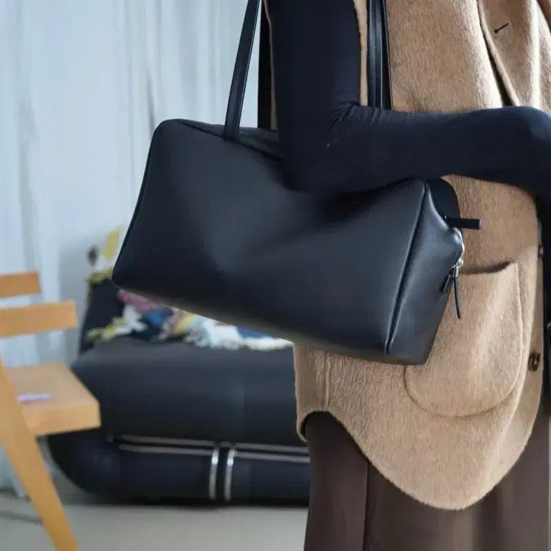 [BUNJANG] Astra Lambskin Leather Tote Bag - Black / 새상품 고급 여성가방 Astra 양가죽 토트백 블랙