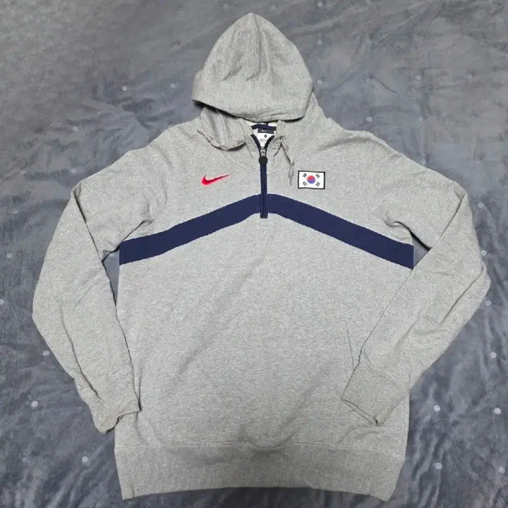 [BUNJANG] Nike Korea National Team Half-Zip Hoodie Gray M Size / 나이키 국가대표 태극기 반집업 후드티 그레이 M사이즈