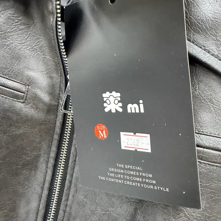 [BUNJANG] Imported Faux Leather Women's Blue Blouson Jacket / 여성M/ 텍새옷 수입 인조가죽 블루종 레더자켓