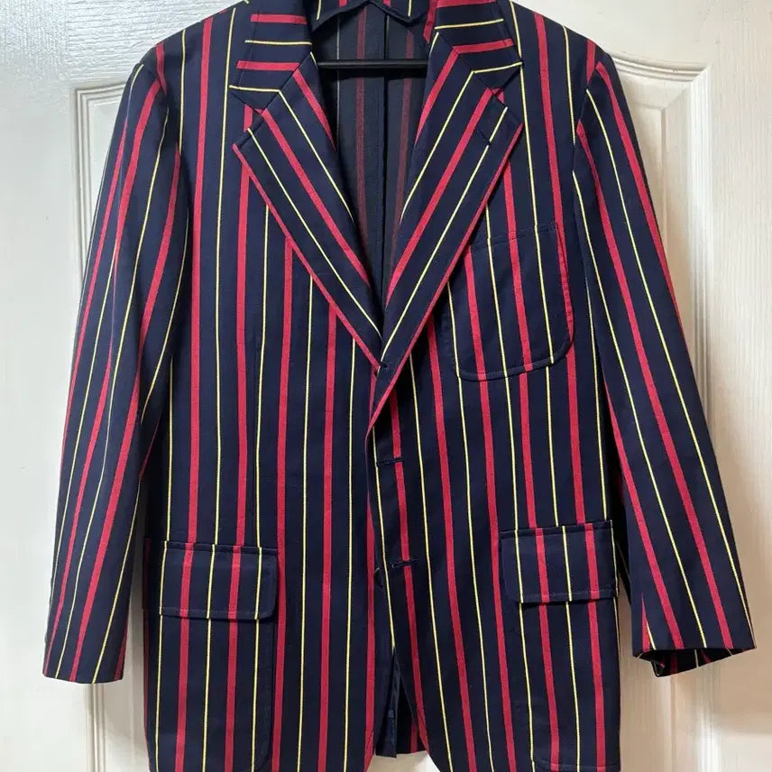 [BUNJANG] Polo Cotton Striped Blazer Jacket / 폴로 쓰리버튼 코튼 스트라이프 블레이져 자켓 m