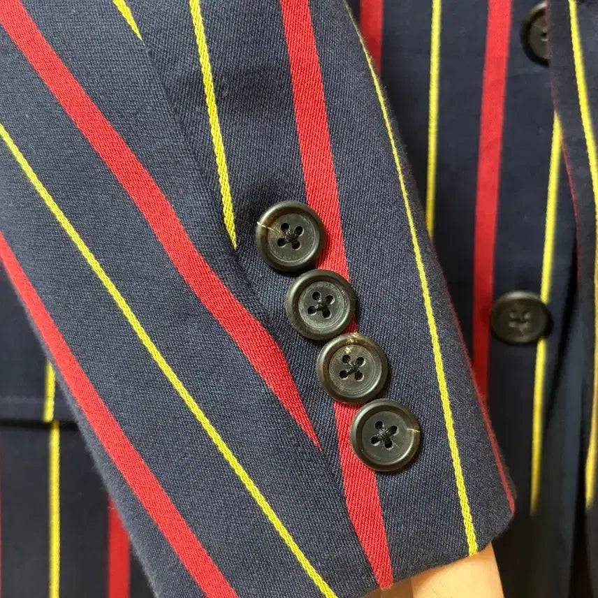 [BUNJANG] Polo Cotton Striped Blazer Jacket / 폴로 쓰리버튼 코튼 스트라이프 블레이져 자켓 m