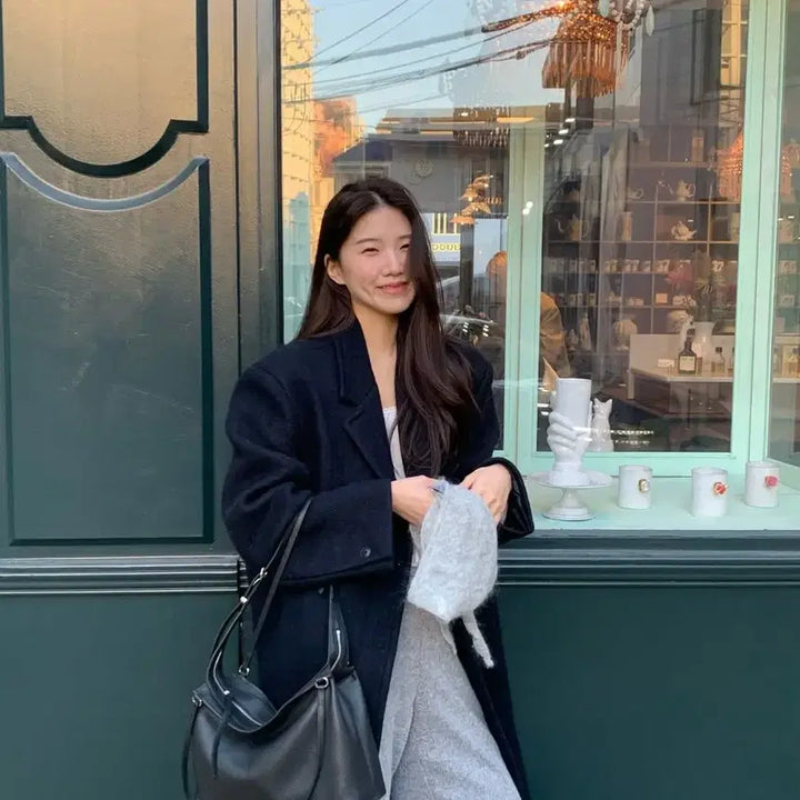 [BUNJANG] BaeMood Mars Long Coat Navy / 바이무드 마스 롱 코트 네이비