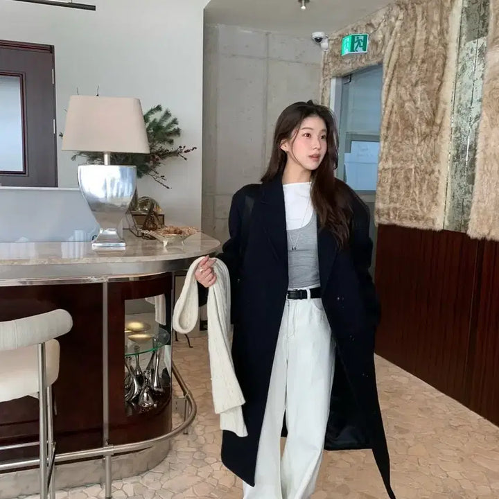 [BUNJANG] BaeMood Mars Long Coat Navy / 바이무드 마스 롱 코트 네이비