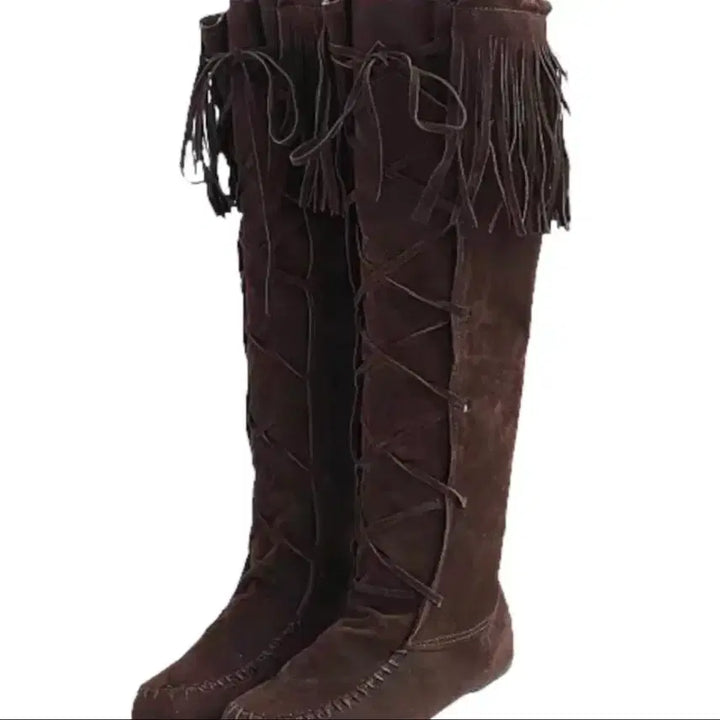 [BUNJANG] Vintage Western Fringe Suede Long Boots / 빈티지 웨스턴 프린지 스웨이드 롱부츠