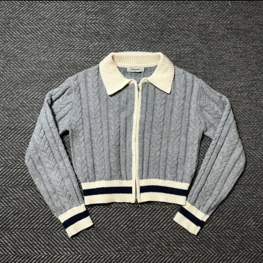 [BUNJANG] 8seconds M Cable Knit Two-Way Zip-Up Cardigan / 8seconds 에잇세컨즈 케이블 니트 투웨이 집업 가디건 (m)