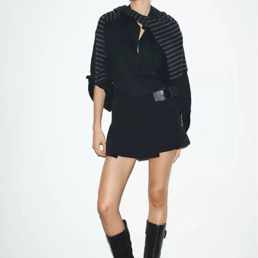 [BUNJANG] ZARA Pleated Belted Culottes Pants / 자라 주름 벨트 큐롯 팬츠 -치마바지