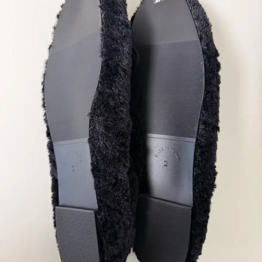 [BUNJANG] Winter Flat Shoes (260) / 새상품) 빅사이즈 뽀글이 리본 안감 퍼 겨울 플랫슈즈 260