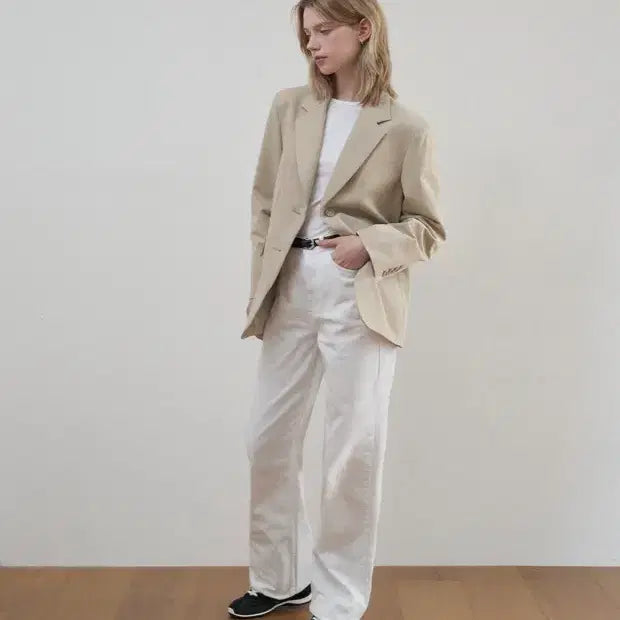[BUNJANG] BASKICA Blazer Jacket Beige S / (정가 18.5만원) 바시카 싱글 블레이저 자켓 베이지 S