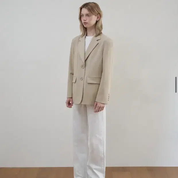 [BUNJANG] BASKICA Blazer Jacket Beige S / (정가 18.5만원) 바시카 싱글 블레이저 자켓 베이지 S