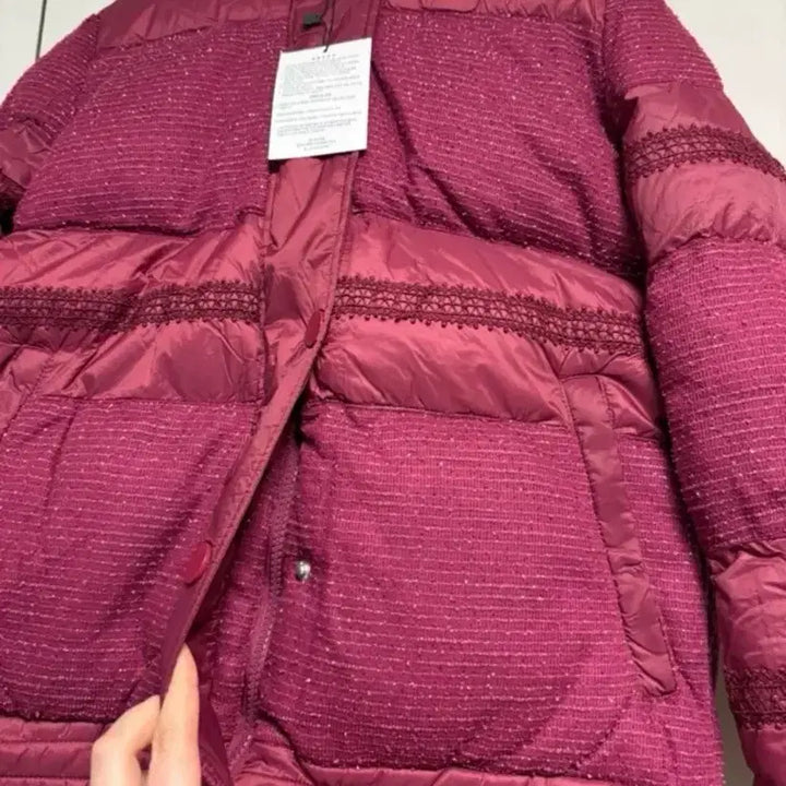 [BUNJANG] Designer Lace Embellished Padded Jacket / 새상품 디자이너 브랜드 레이스 장식 여성 패딩 점퍼 55사이즈
