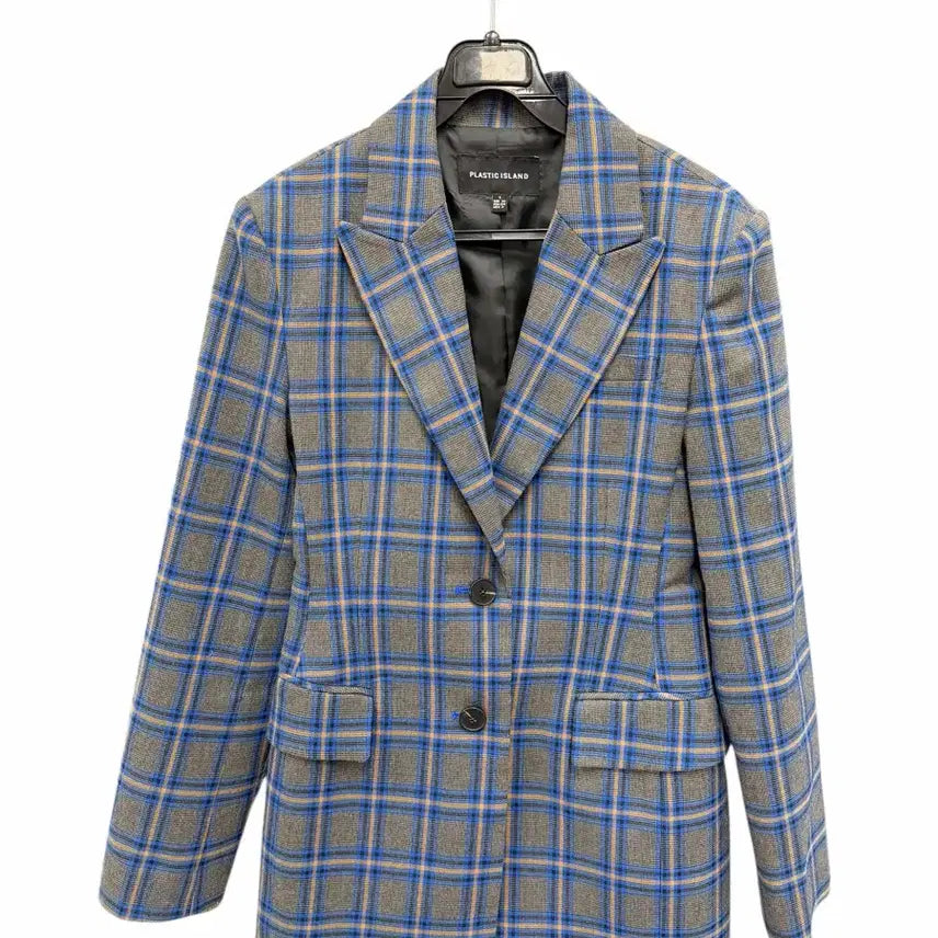 [BUNJANG] Plastic Island Checkered Blazer Jacket / 여성S/ 플라스틱아일랜드 체크무늬 정장 자켓