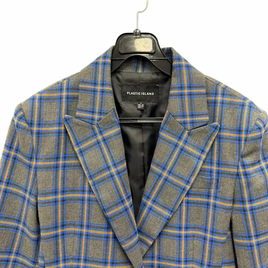 [BUNJANG] Plastic Island Checkered Blazer Jacket / 여성S/ 플라스틱아일랜드 체크무늬 정장 자켓