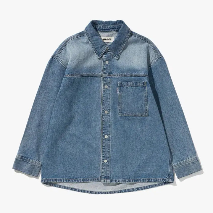 [BUNJANG] PLAC Relaxed Vintage Denim Shirt Jacket / [플랙] 릴렉스 빈티지 데님 셔츠자켓 L23 라이트블루