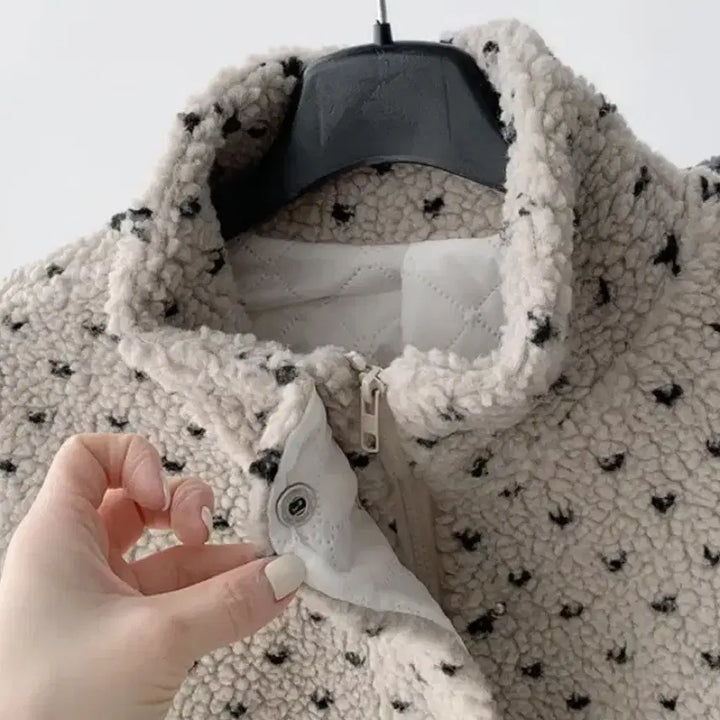 [BUNJANG] Dot Ivory Puffy Jacket / 도트 뽀글이 점퍼