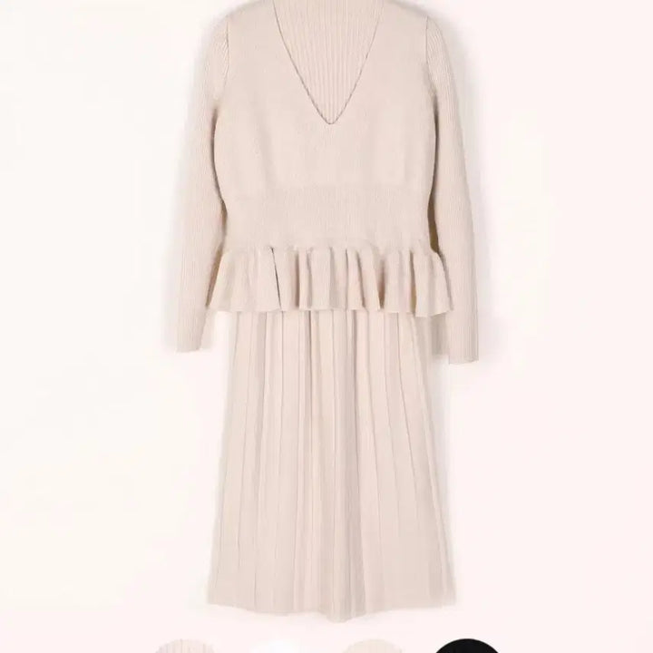 [BUNJANG] Knit Pleated Midi Dress Ivory / 니트 플리츠 롱 원피스 아이보리