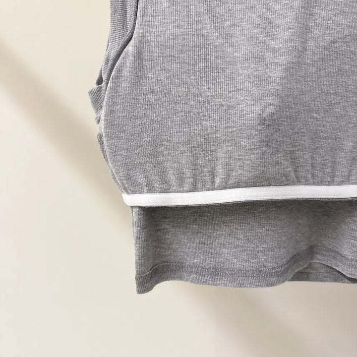 [BUNJANG] Slim Fit Ribbed Crop Top / [원가이하세일] 슬림핏 골지 크롭 캡내장 나시 (T4922)