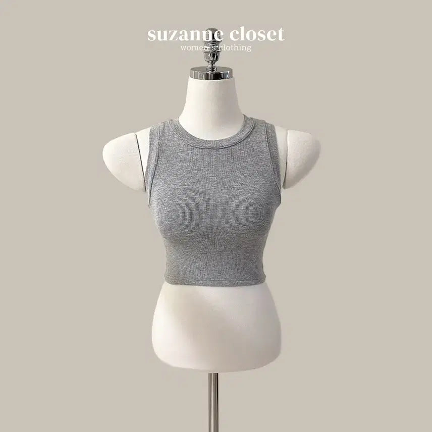 [BUNJANG] Slim Fit Ribbed Crop Top / [무료배송]  슬림핏 골지 크롭 캡내장 나시 (T4922)