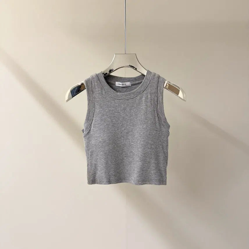 [BUNJANG] Slim Fit Ribbed Crop Top / [무료배송]  슬림핏 골지 크롭 캡내장 나시 (T4922)