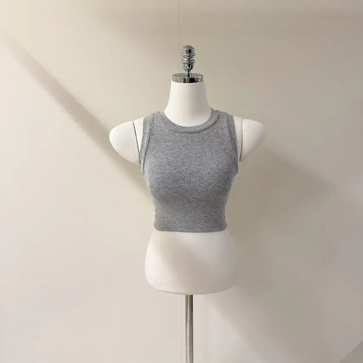 [BUNJANG] Slim Fit Ribbed Crop Top / [원가이하세일] 슬림핏 골지 크롭 캡내장 나시 (T4922)