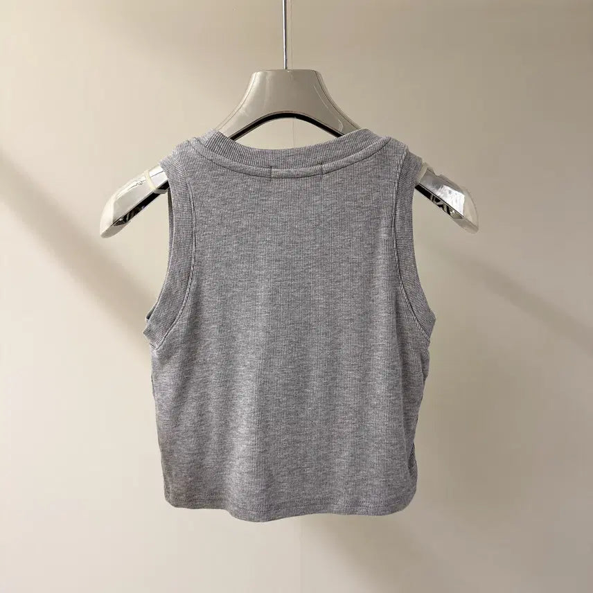 [BUNJANG] Slim Fit Ribbed Crop Top / [무료배송]  슬림핏 골지 크롭 캡내장 나시 (T4922)