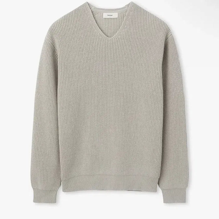 [BUNJANG] Fabregas Heavy Cotton V-Neck Knit Sweater / 파브레가 헤비 코튼 브이넥 니트 오트베이지 3사이즈