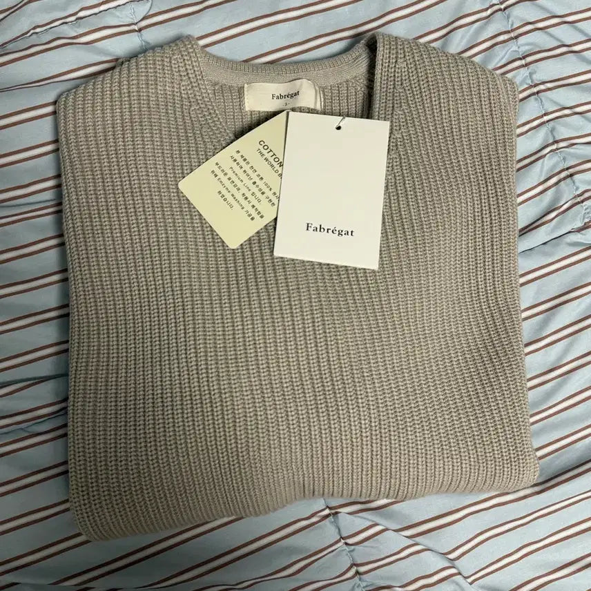 [BUNJANG] Fabregas Heavy Cotton V-Neck Knit Sweater / 파브레가 헤비 코튼 브이넥 니트 오트베이지 3사이즈