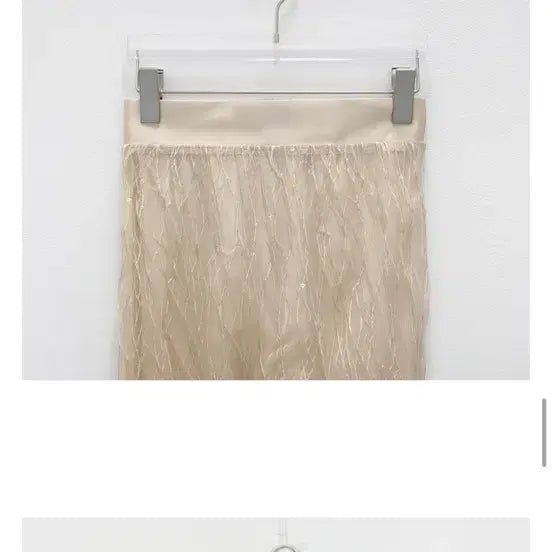 [BUNJANG] Beige Pearl Sheer Long Skirt / 베이지 펄 시스루 롱 스커트 새상품
