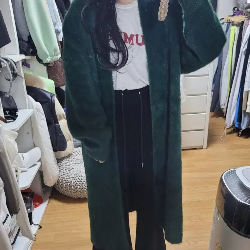 [BUNJANG] Emerald Green Fur Cardigan / (새상품)에메랄드 그린 퍼 가디건 79000원구매